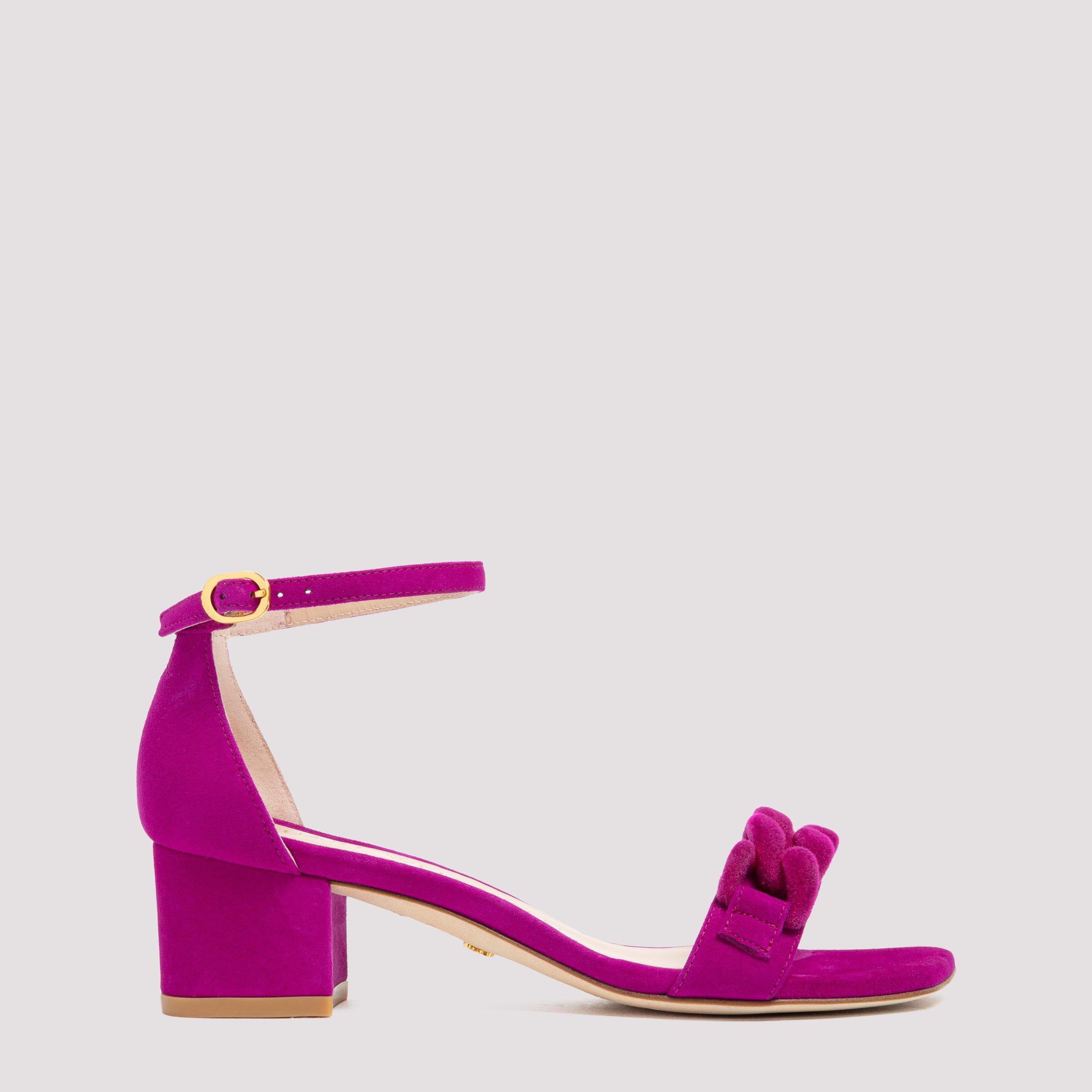 Stuart Weitzman Suede Amelina Block-heel Sandals in Purple - Lyst