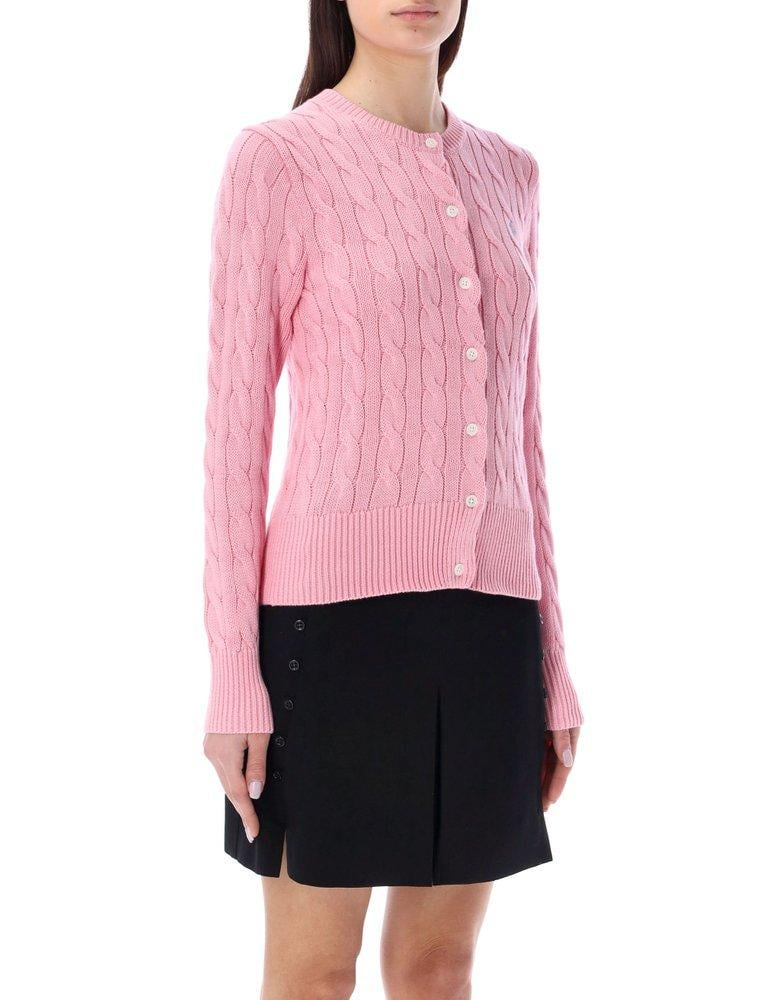 Polo Ralph Lauren Plaited Cotton Cardigan in Pink | Lyst