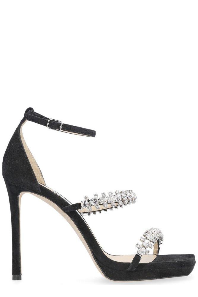 Jimmy Choo Bing Crystal-embellished Heeled Sandals in Black | Lyst