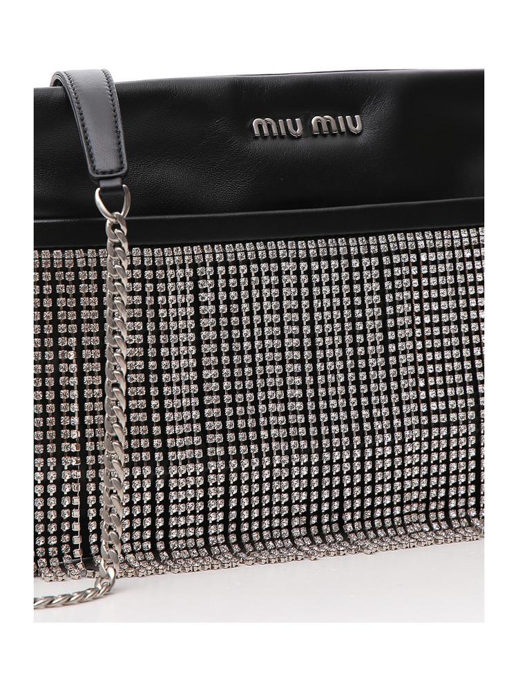 Miu Miu Leather Embellished Crossbody Bag in Black Save 21 Lyst