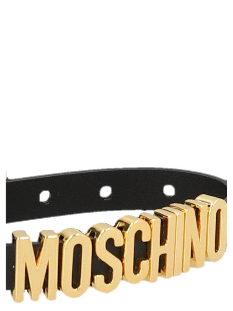 Moschino Leather Logo Lettering Charm Bracelet in Black | Lyst