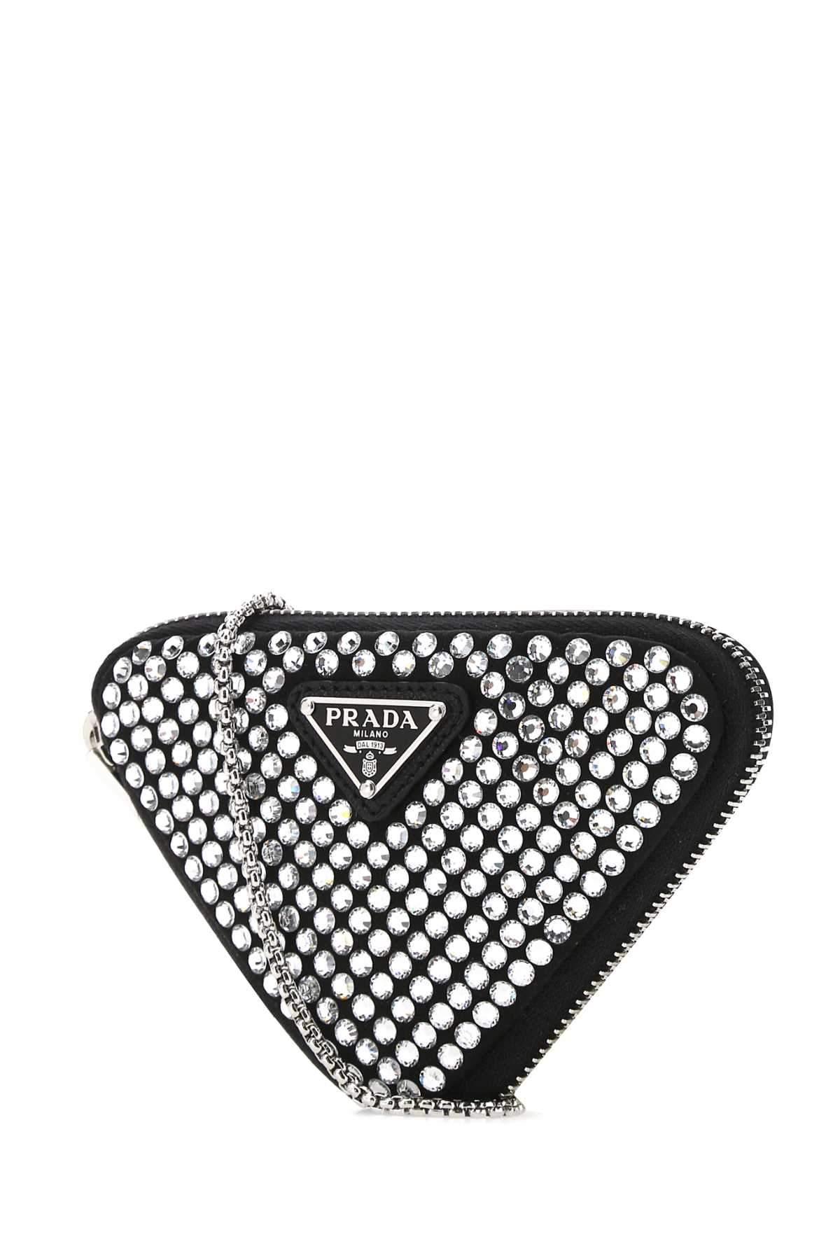 Prada Crystal Embellished Triangle Crossbody Bag in Metallic