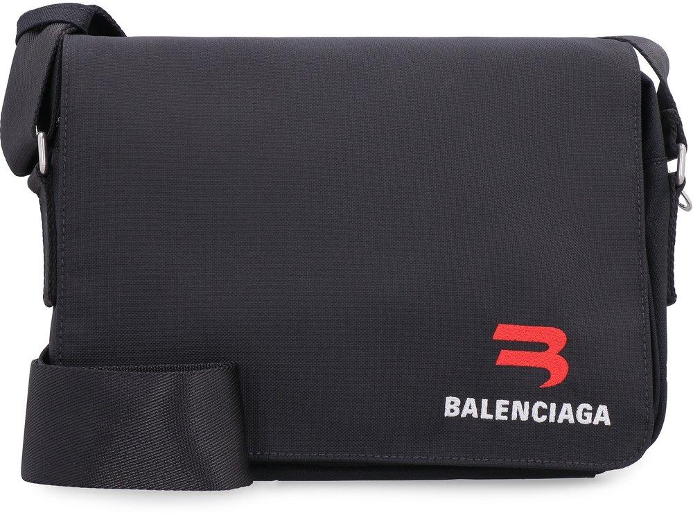 Balenciaga Explorer Logo Embroidered Small Messenger Bag in Black for ...