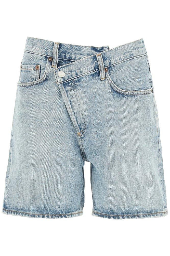 Agolde Criss Cross Denim Shorts in Blue 