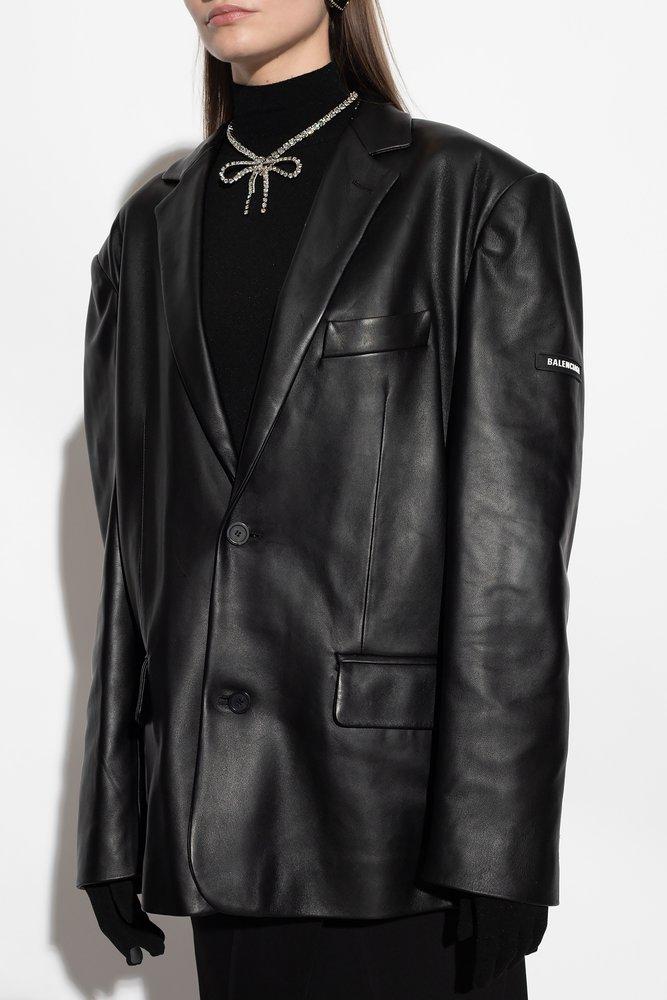 Balenciaga Leather Blazer in Black | Lyst Balenciaga Leather Blazer in Black | Lyst
