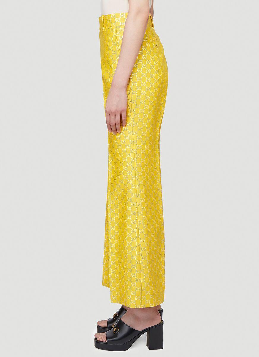 Gucci GG Lamé Wide Pants in Yellow | Lyst