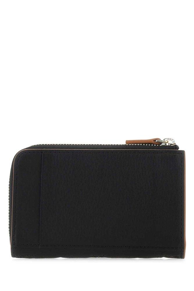 Aren Zip Card Wallet in Black Monogram Leather