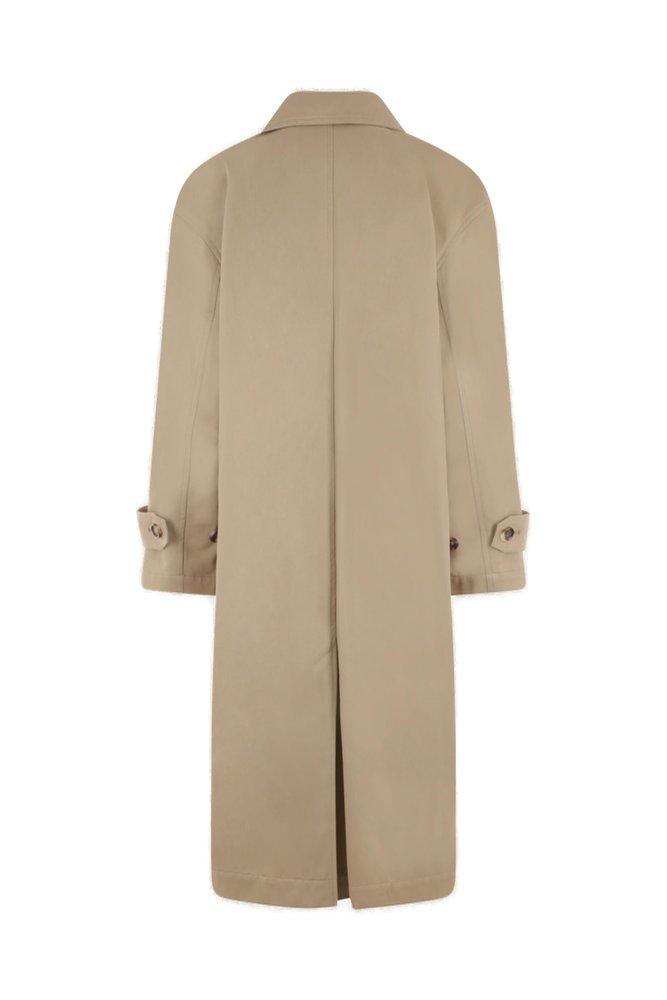 Totême Collared Button-up Trench Coat in Natural | Lyst