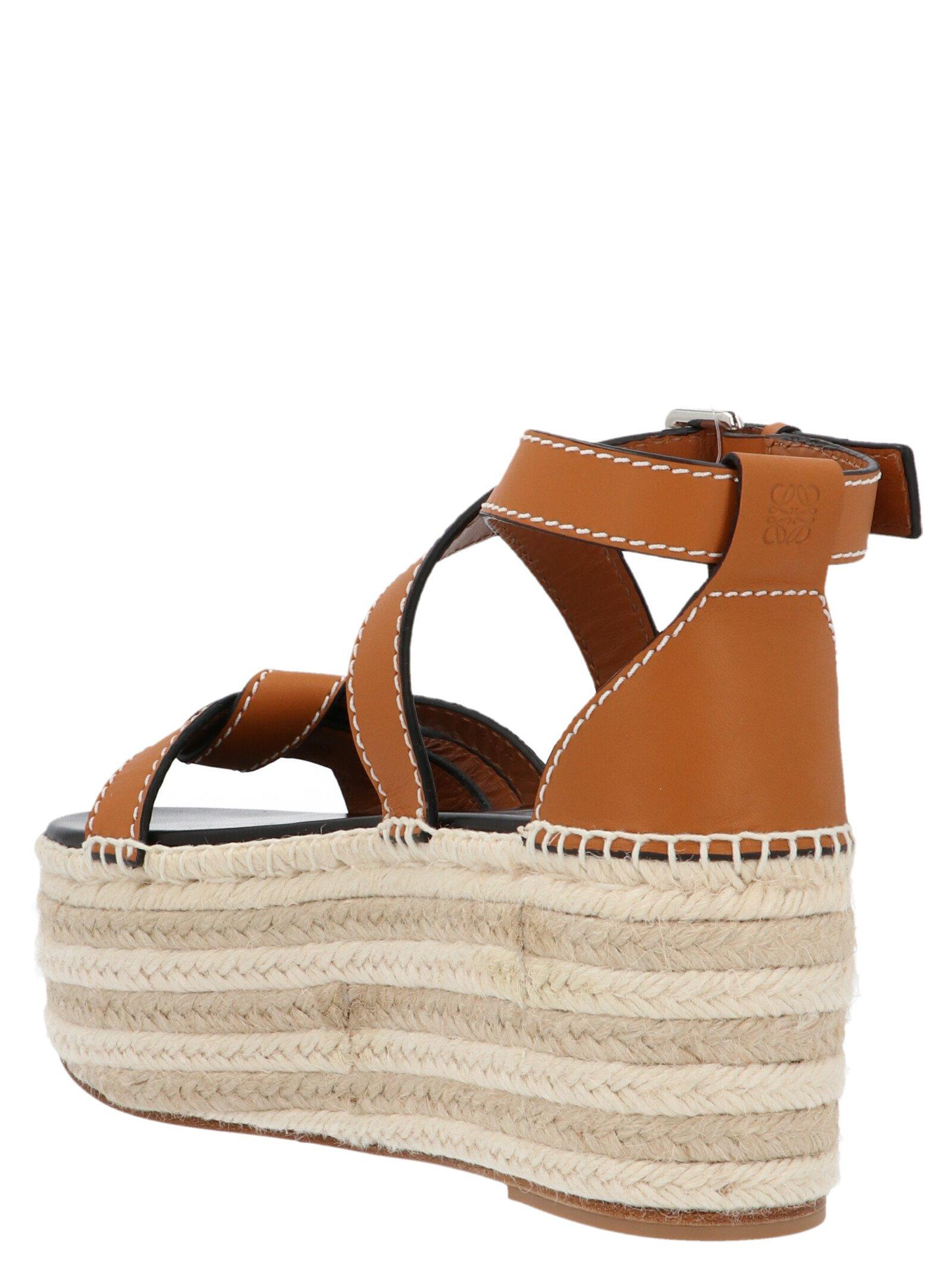 LOEWE brown 75 wedge espadrille sandals | Browns