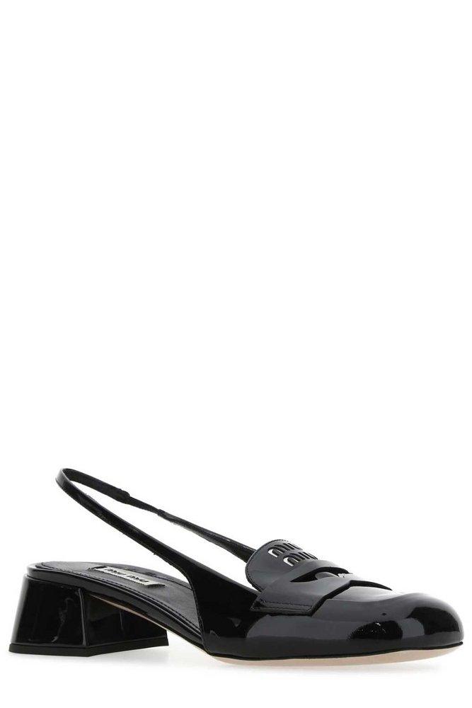 Miu Miu Square Toe Slingback Pumps in Black | Lyst