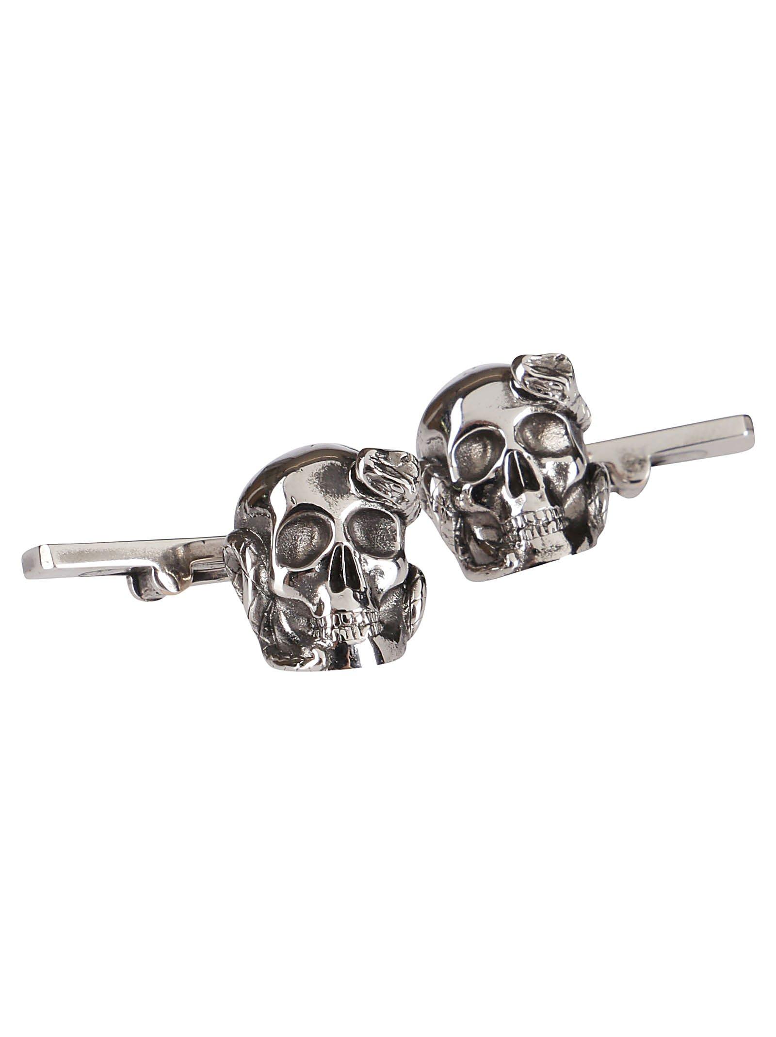 Alexander McQueen Skull And Snake Cufflinks in Silver (Metallic) for