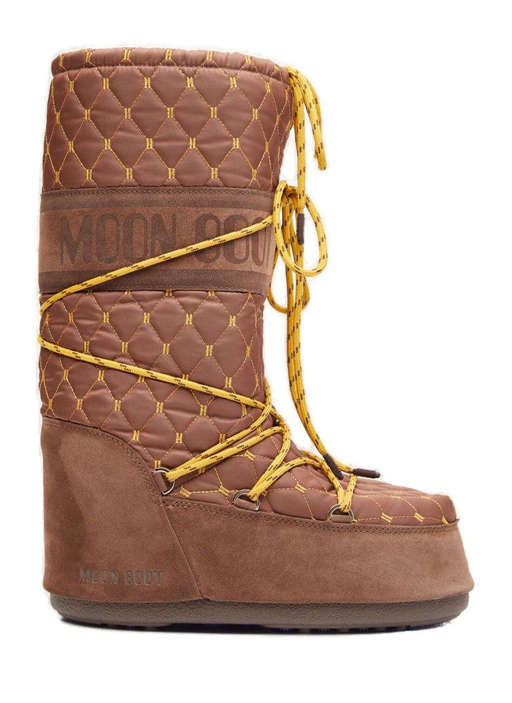 Moon Boot Icon Quilted Lace Up Snow Boots in Brown Lyst