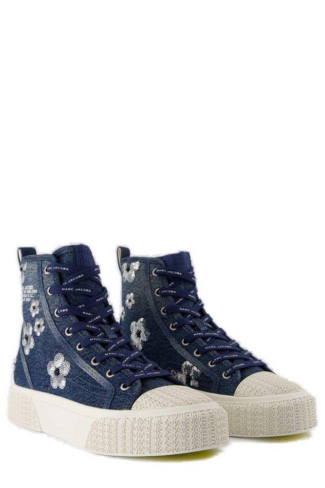 【MARC JACOBS】スパンコール デニム ハイトップ スニーカー Marc Jacobsのネイビー 'The Sequin Daisy Denim High Top