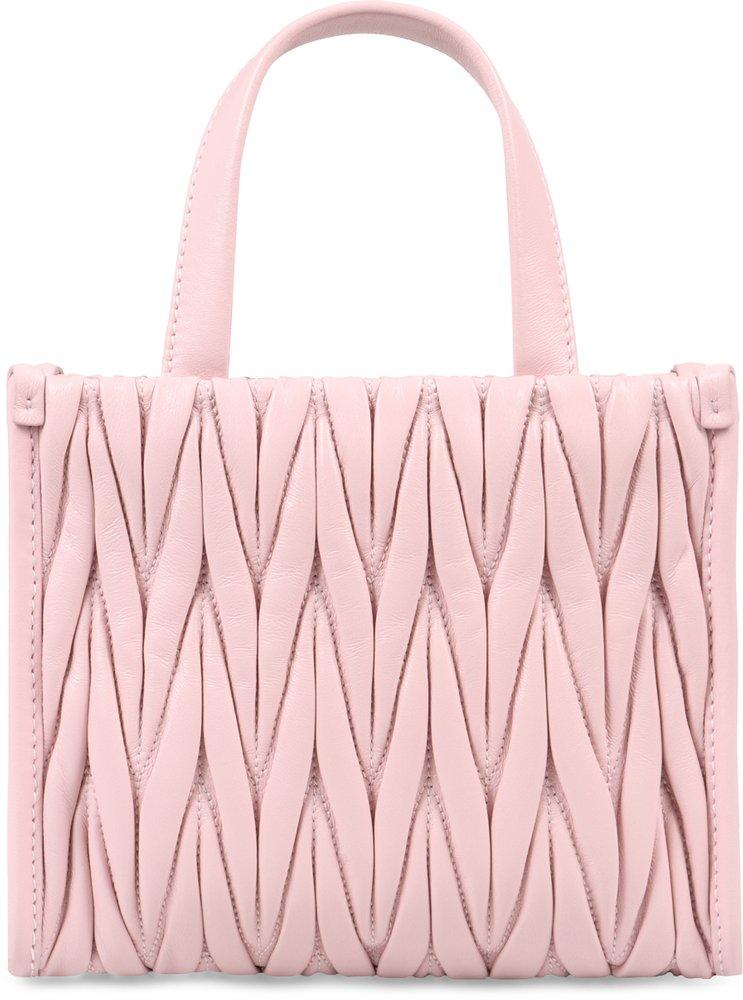 Miu Miu Matelassé Logo-lettering Mini Tote Bag in Pink | Lyst