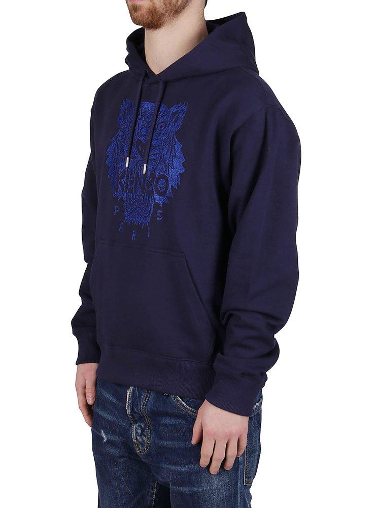 KENZO Tiger Embroidered Hoodie in Blue 