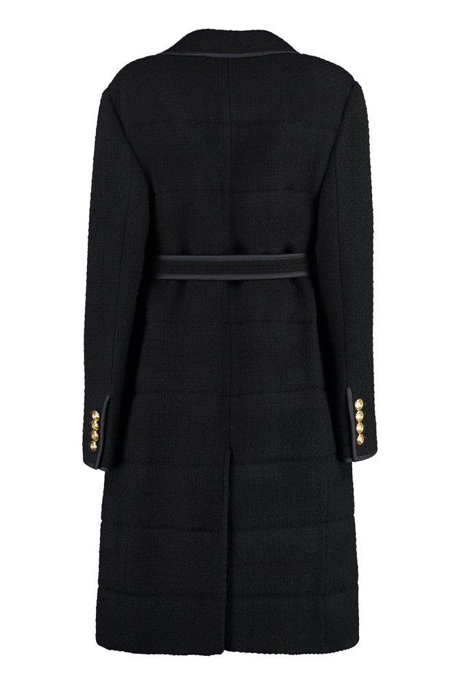 Gucci Men's Black Wool Double Breasted Belted Coat