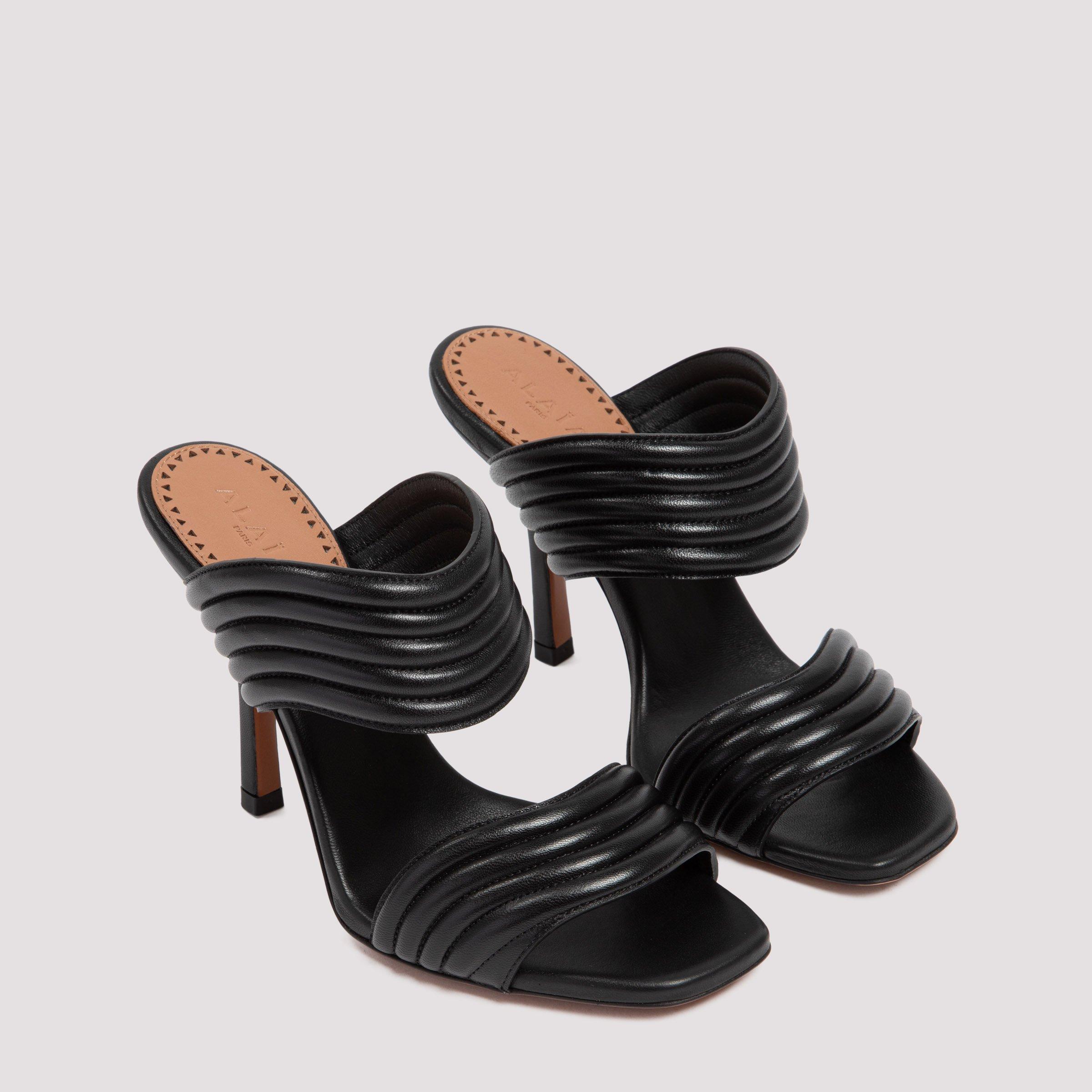 alaïa ankle ring flat leather mules