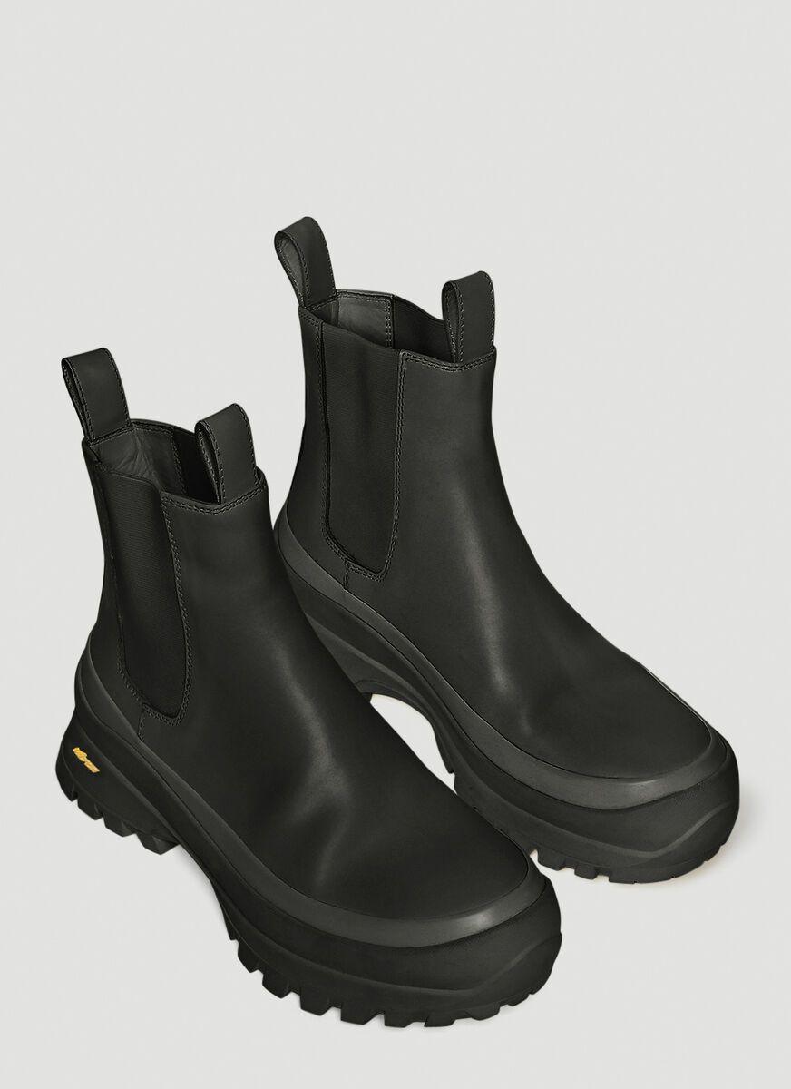 Jil Sander Leather Vibram Sole Chelsea Boots in Black - Lyst