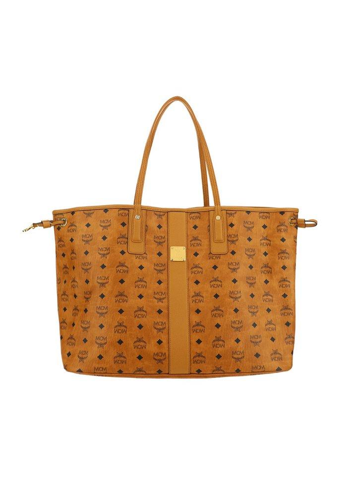 MCM Large Liz Monogram Reversible Tote Bag in Brown Lyst