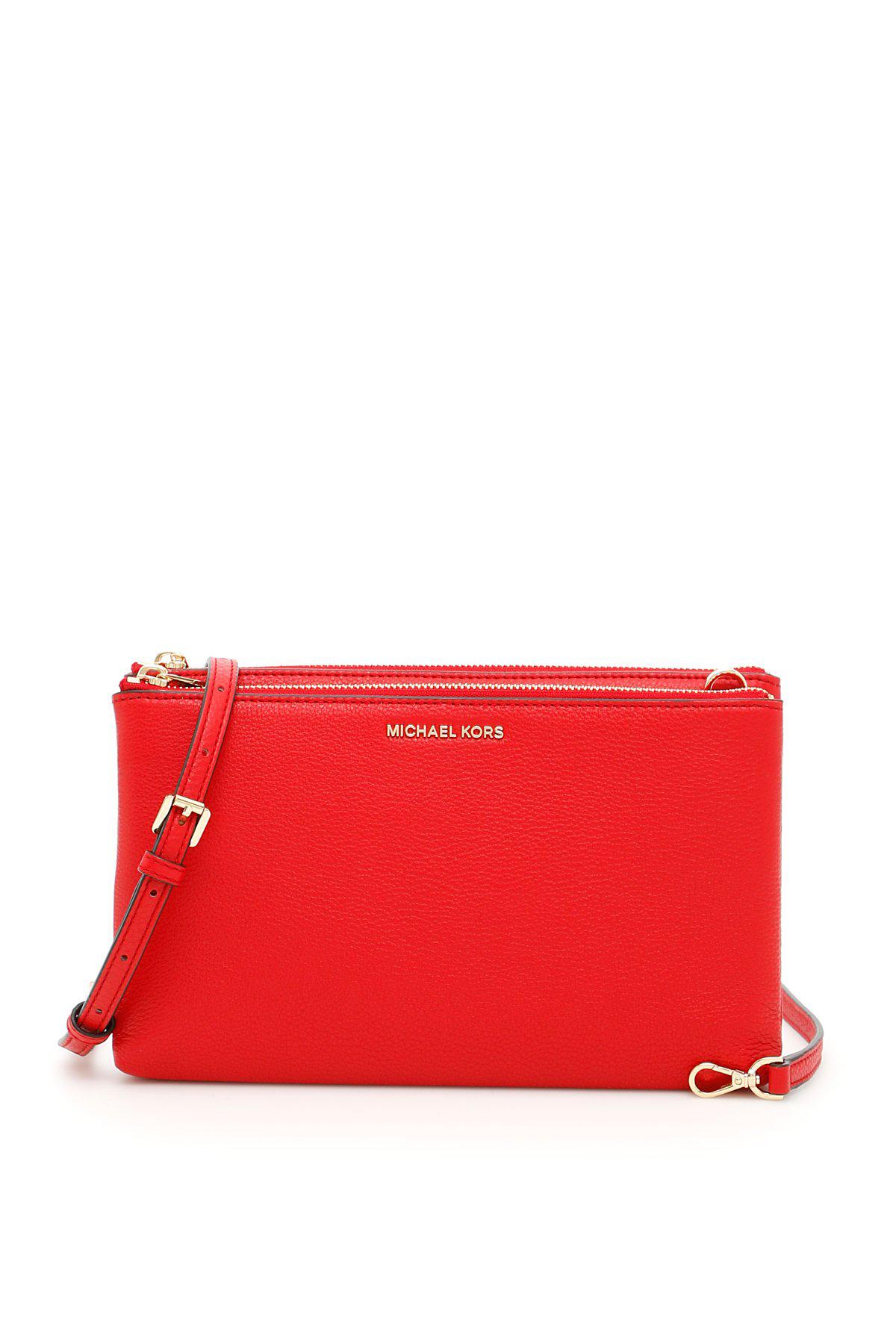 MICHAEL Michael Kors Leather Adele Crossbody Bag in Bright Red (Red) - Lyst