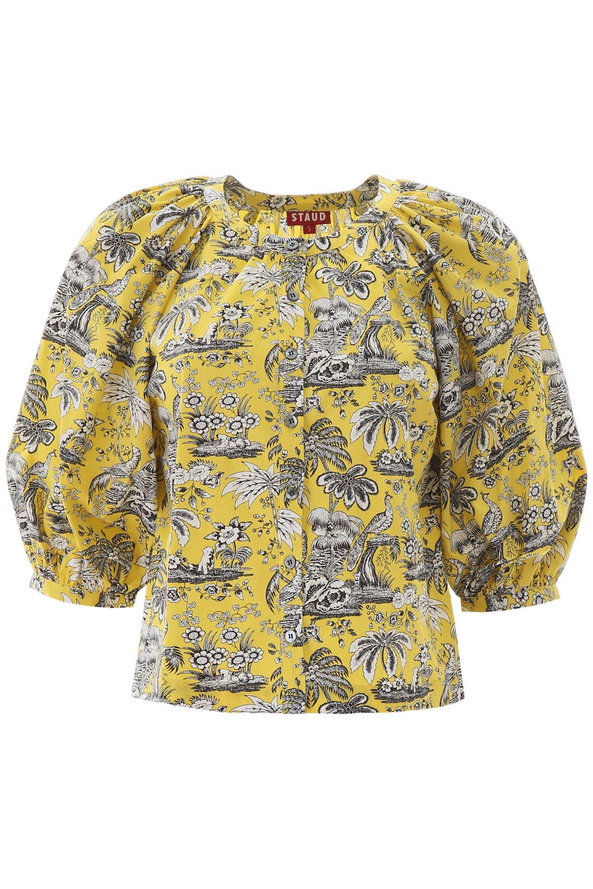 STAUD Cotton Toile Printed Top in Yellow - Save 8% - Lyst