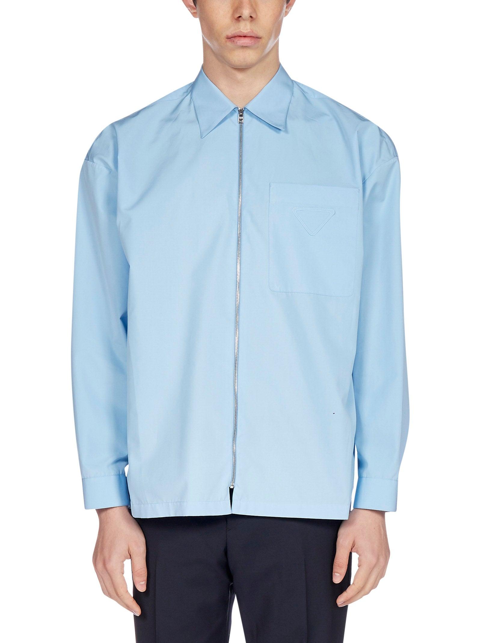 Prada Classic Collar Zip-up Shirt in Blue for Men | Lyst Prada Classic Collar Zip-up Shirt in Blue for Men | Lyst