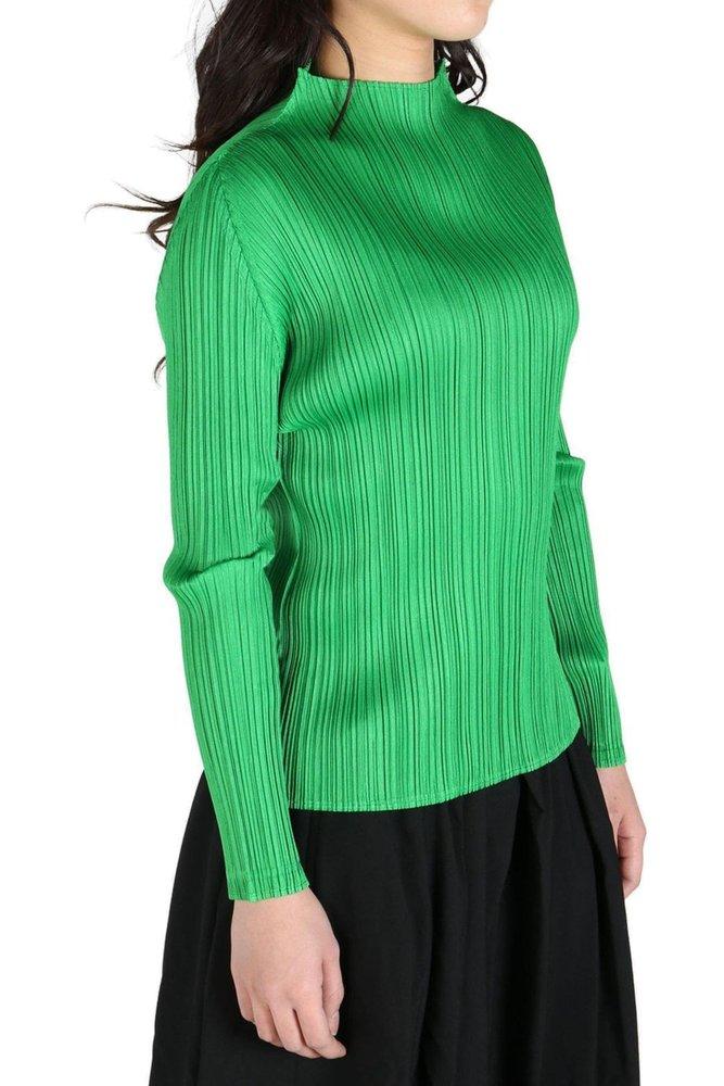 Issey Miyake PLEATS PLEASE 長袖ハイネックトップ Pleats Please Issey Miyake ハイネック プリーツトップ
