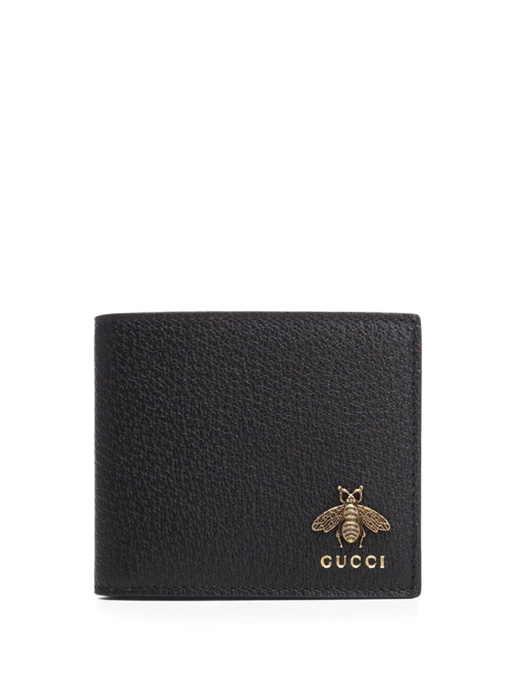 Gucci Leather Bee Logo Wallet in Black 