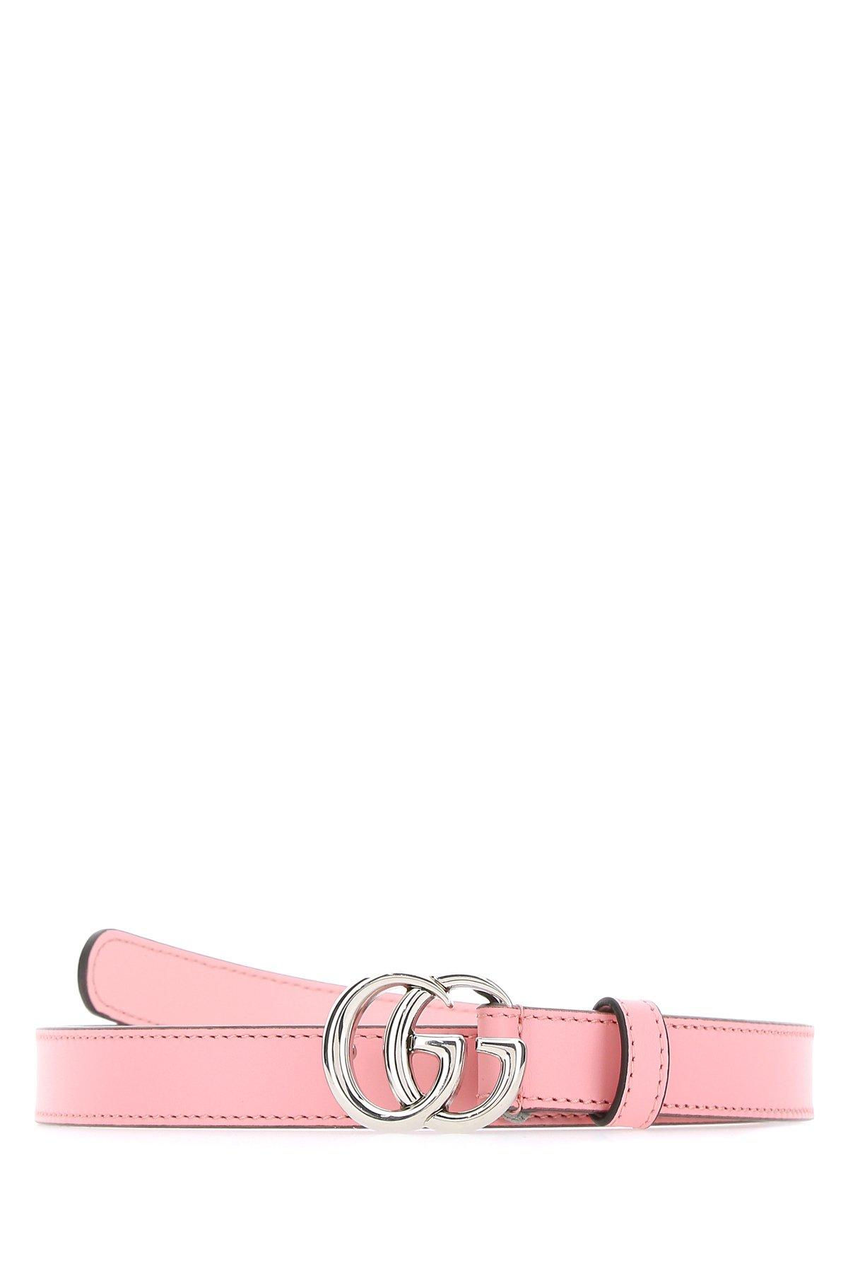 Gucci Leather Belt With Double G Buckle In Pink