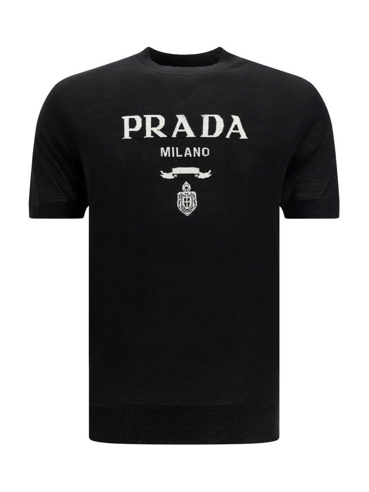 Prada Logo T-shirt in Black for Men | Lyst