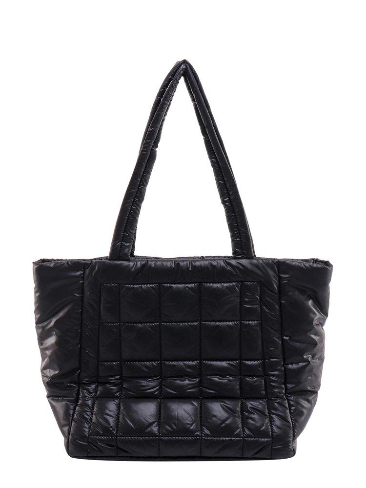 Large Quilted Nylon Tote Bag - Black