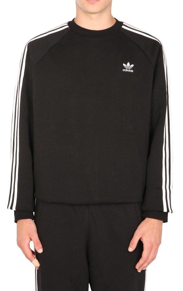 adidas Originals Cotton 3-stripes Crewneck Sweatshirt in Black for Men |  Lyst