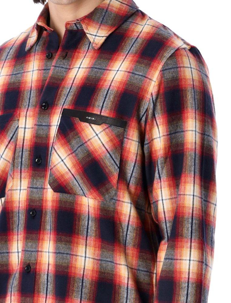 Amiri Logo Detailed Checked Shirt in Red for Men | Lyst