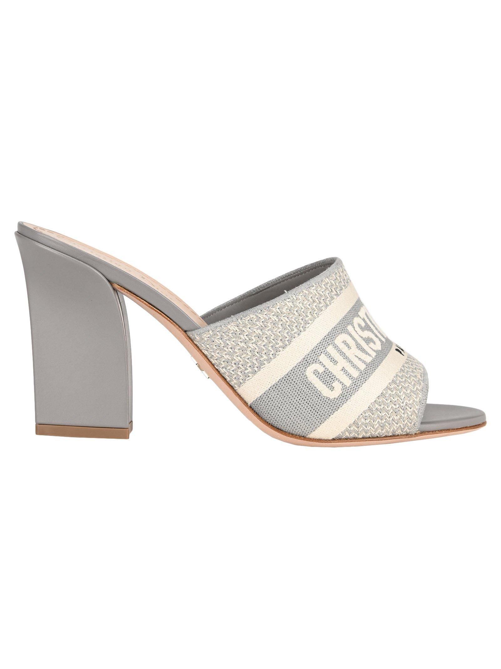 Dior Dway Heeled Mules in Gray | Lyst