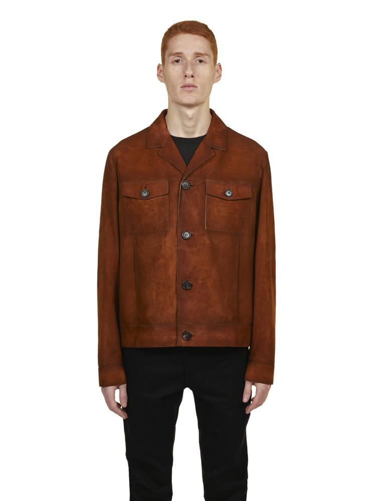 Prada Synthetic Button-up Jacket in Brown for Men - Lyst