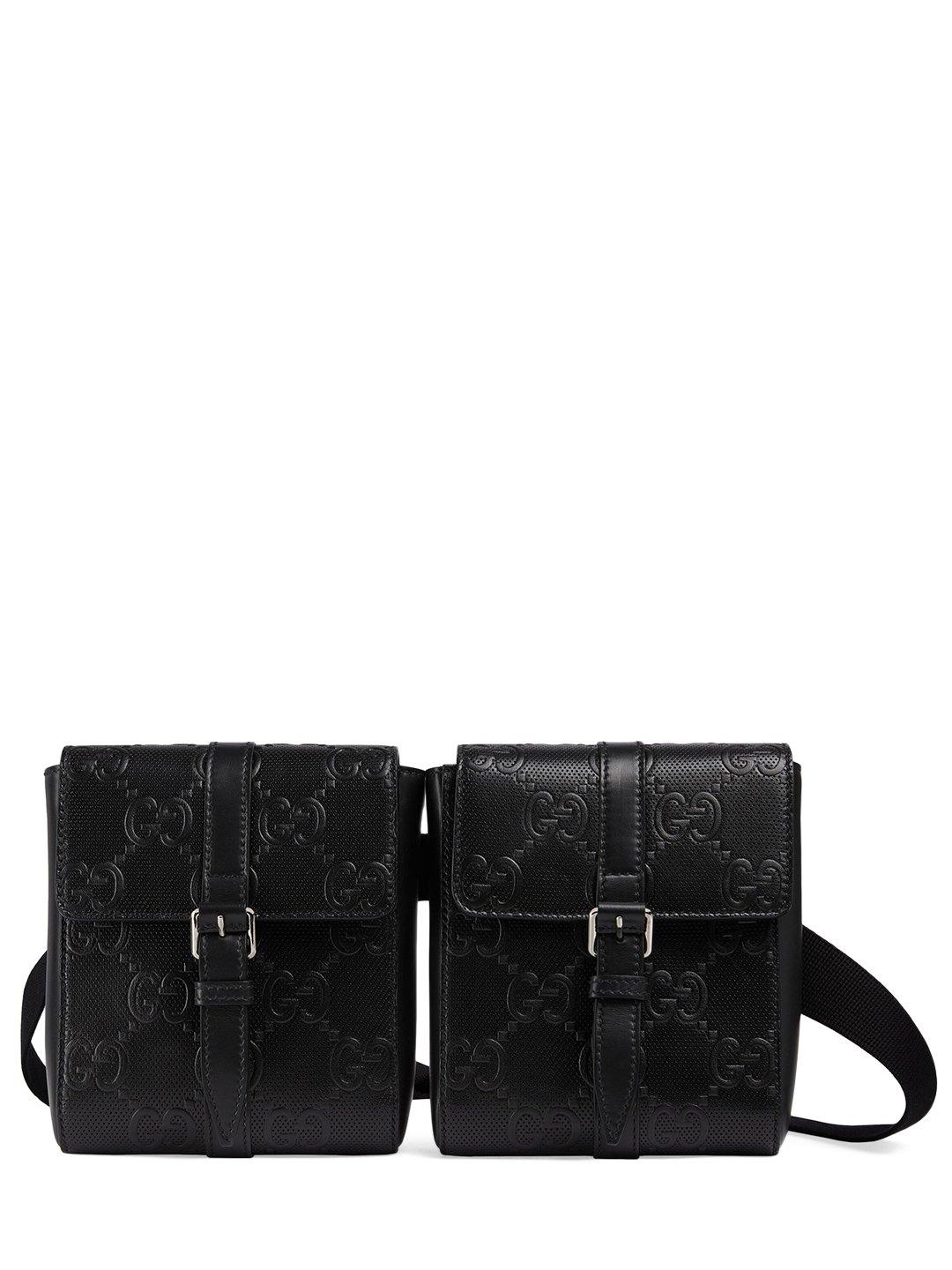 Gucci GG Embossed Leather Belt Bag in Black for Men | Lyst