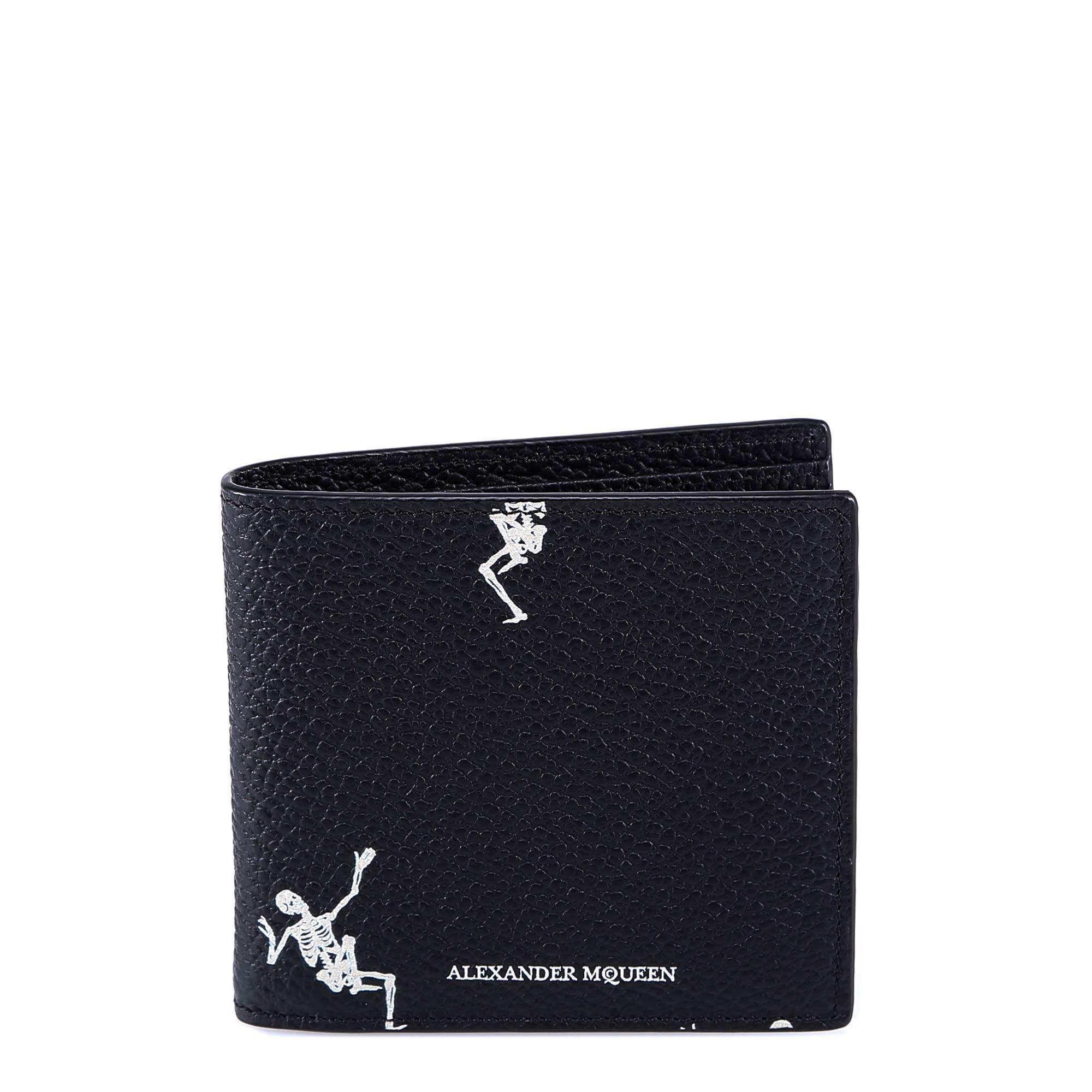 Alexander McQueen Leather Dancing Skeleton Bifold Wallet in Black for Men -  Lyst