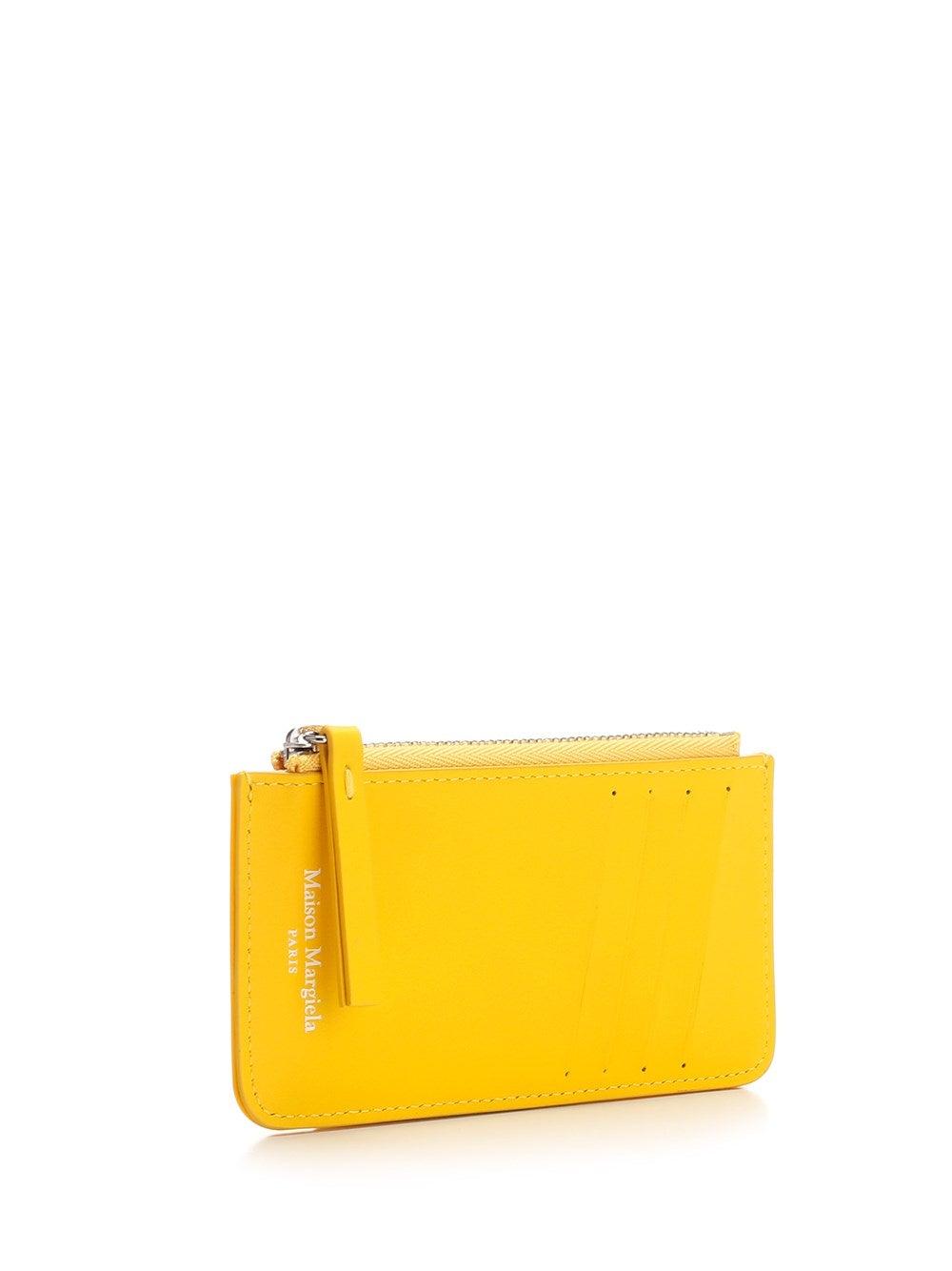Maison Margiela Leather Four-stitch Zipped Cardholder in Yellow 