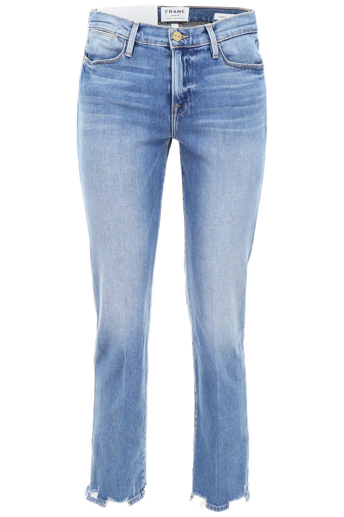 FRAME Denim Cropped Frayed Jeans in Blue Lyst