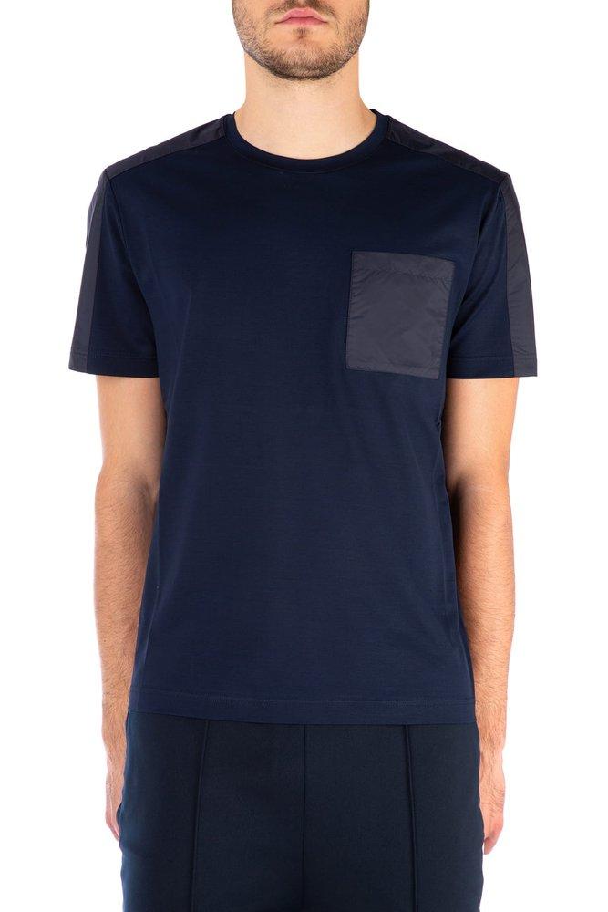 Prada Squared Pocket Crewneck T shirt in Blue for Men   Lyst