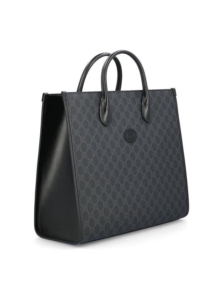 Gucci GG Supreme Leather Tote Bag in Black for Men | Lyst