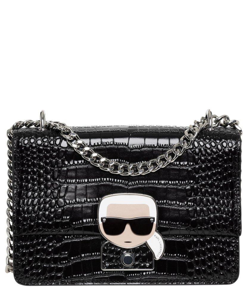 Karl Lagerfeld K/ikonik Leather Shoulder Bag in Black Lyst