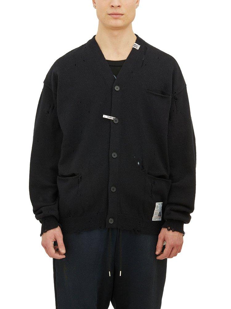 Maison Mihara Yasuhiro distressed cotton cardigan - Black
