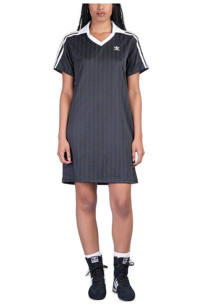 ● ADIDAS ● Football Jacquard V-neck Dress - Black CLOTHING - Adicolor Football Jacquard V-Neck Dress - Black