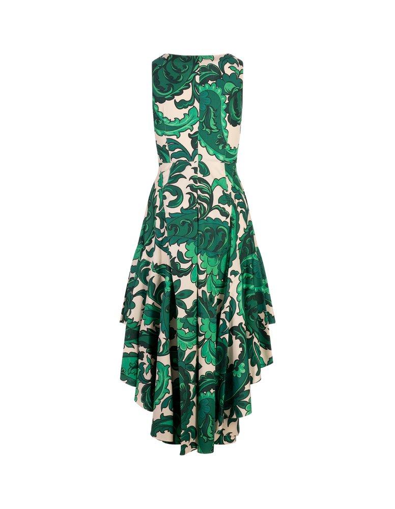関税込【ETRO】Printed asymmetrical midi dress Etro Paisley-Printed Asymmetric Hem Midi Dress in Green | Lyst