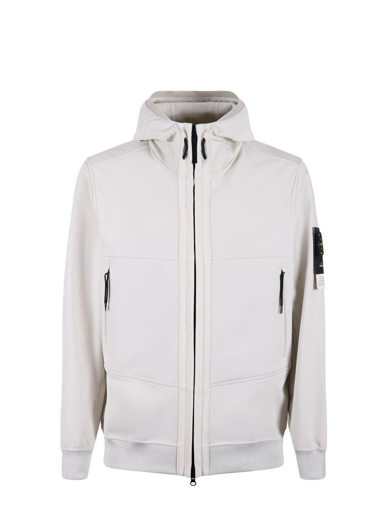 Stone Island Zip Up Hooded Jacket in White for Men Lyst UK