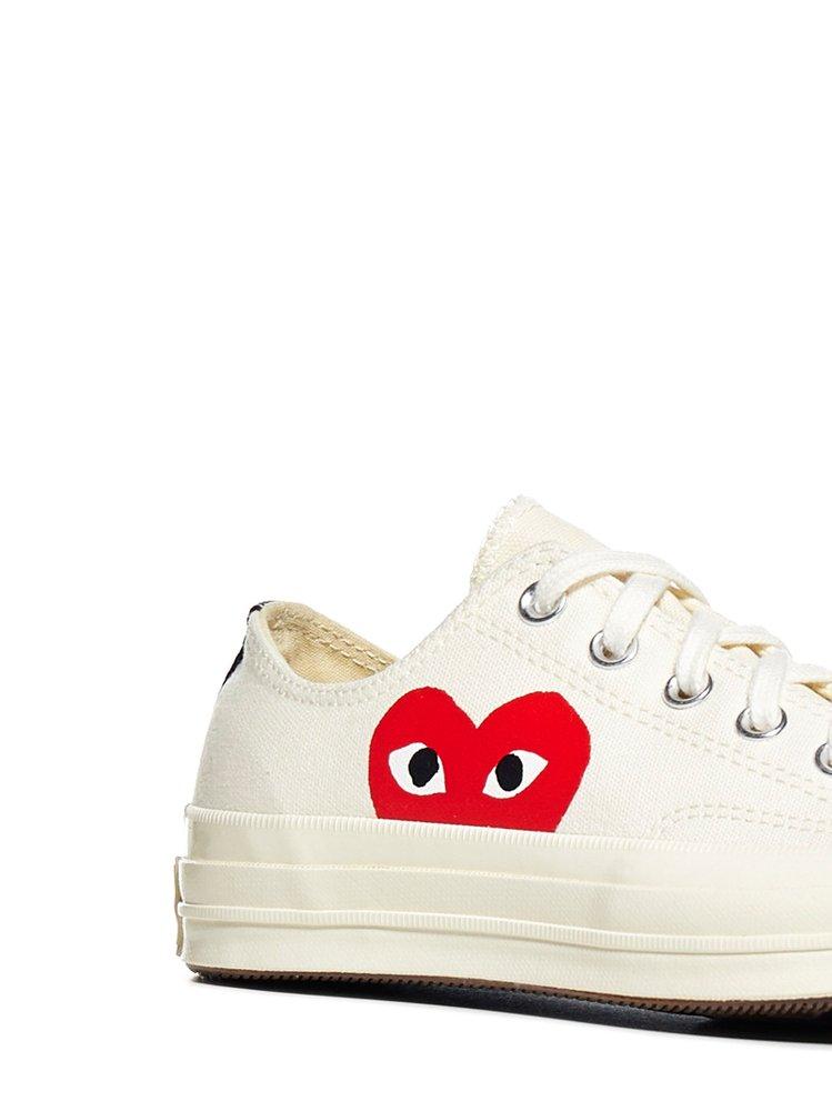 beige converse with heart