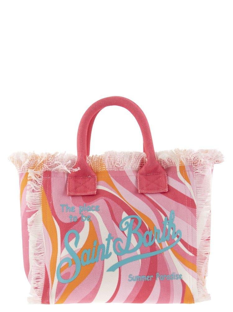 MC2 Saint Barth logo-print canvas beach bag, Pink