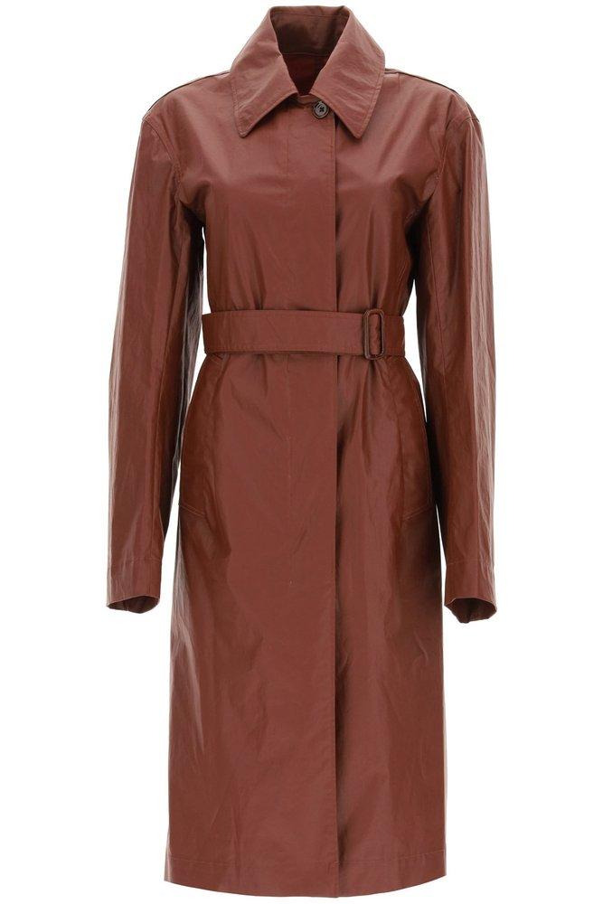 Lemaire Belted Fitted Trench Coat in Brown Lyst