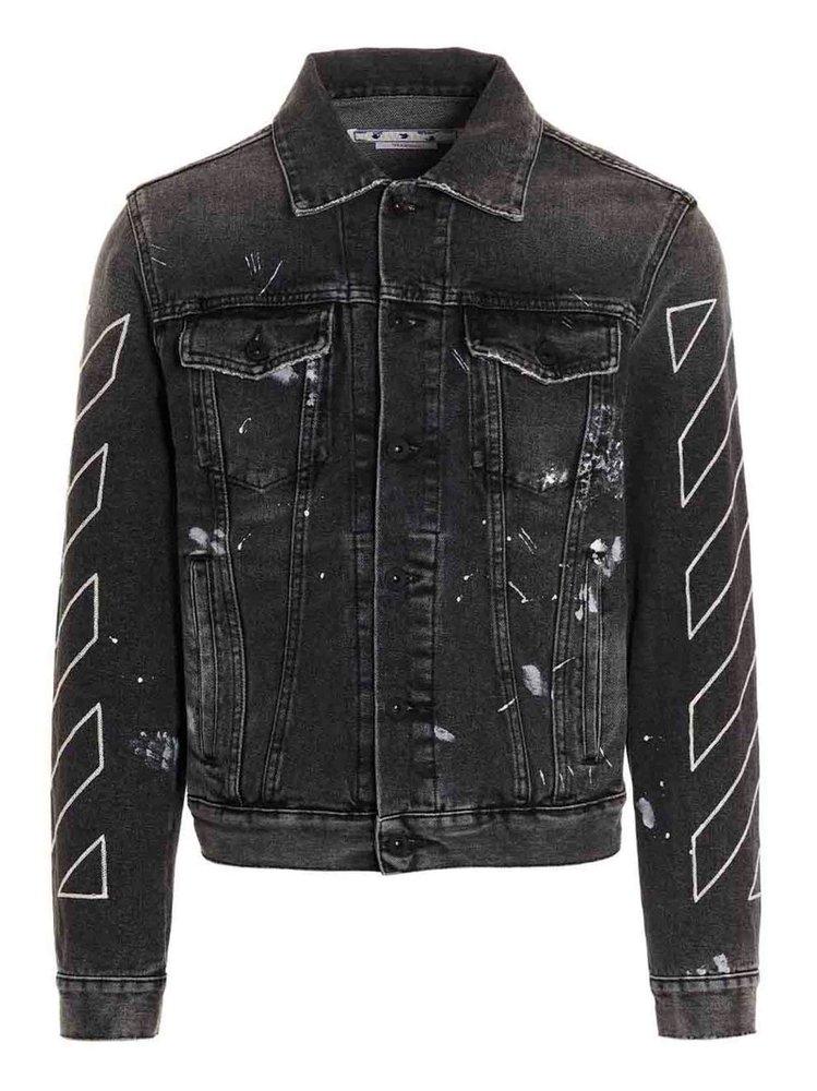 Off-White paisley-print denim jacket - Grey